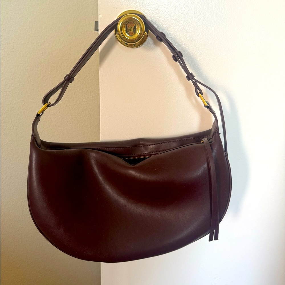 Zara Elegant Brown Leather Shoulder Bag